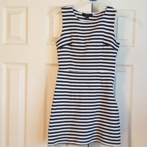 Navy + white striped dress